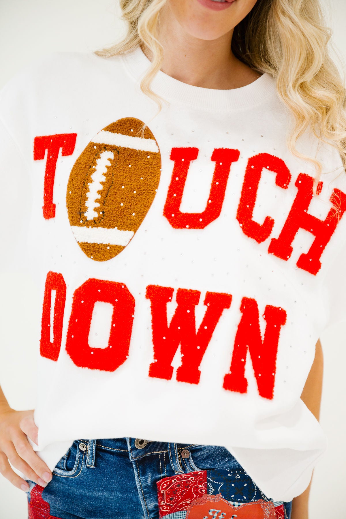 TOUCHDOWN VARSITY WHITE PULLOVER