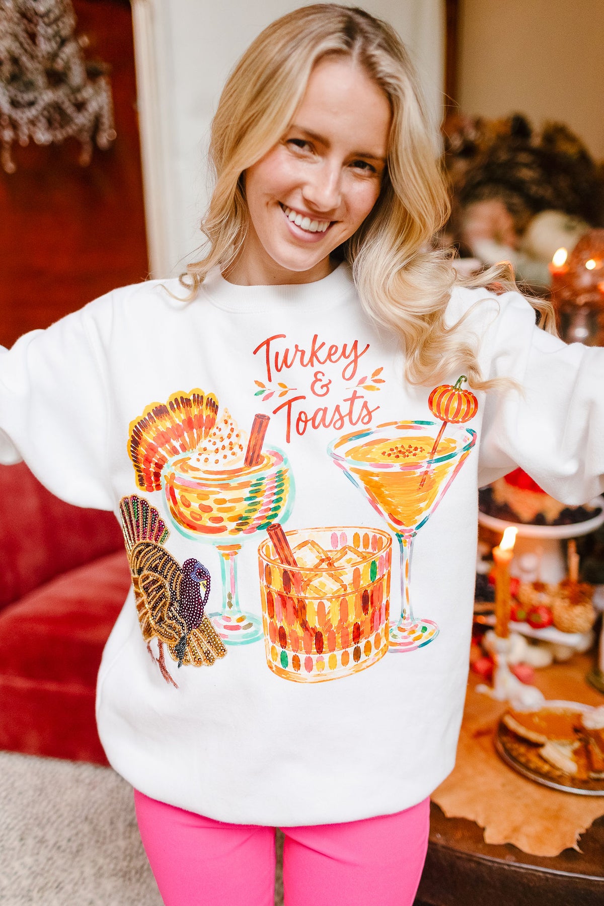 TURKEY & TOASTS WHITE PULLOVER PULLOVER Judith March