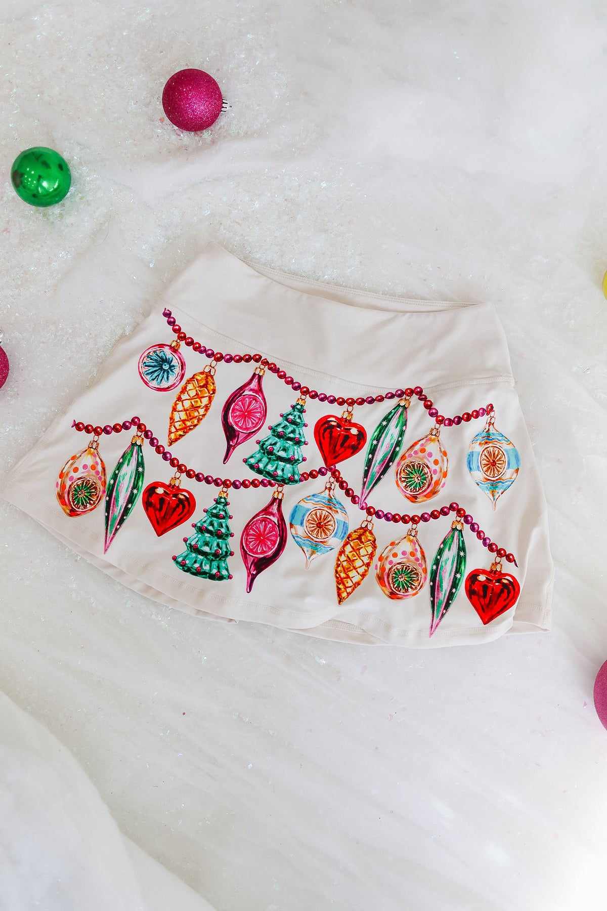 DECK THE HALLS WHITE ATHLETIC SKIRT