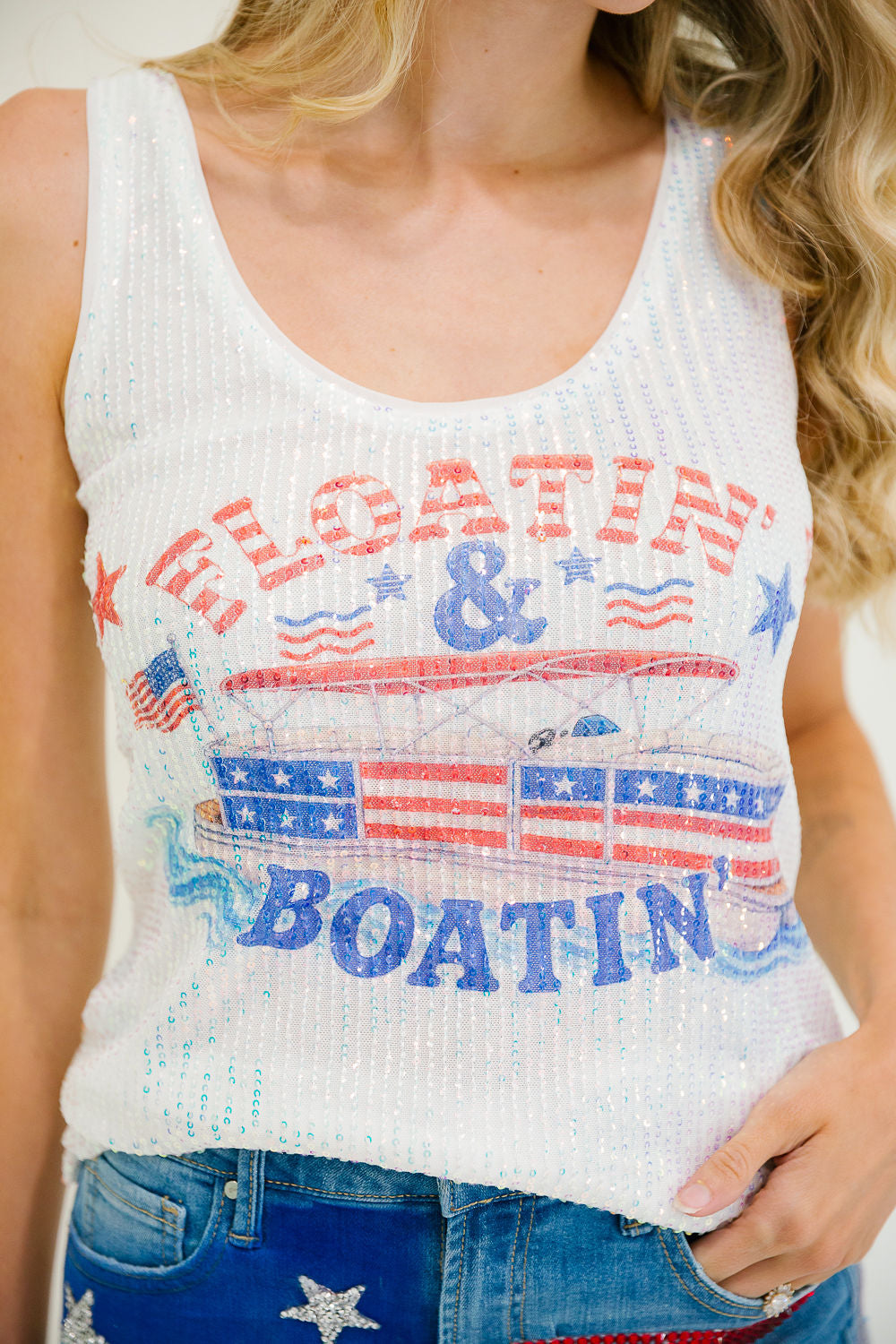 FLOATIN' & BOATIN' SEQUIN TANK TANK Judith March