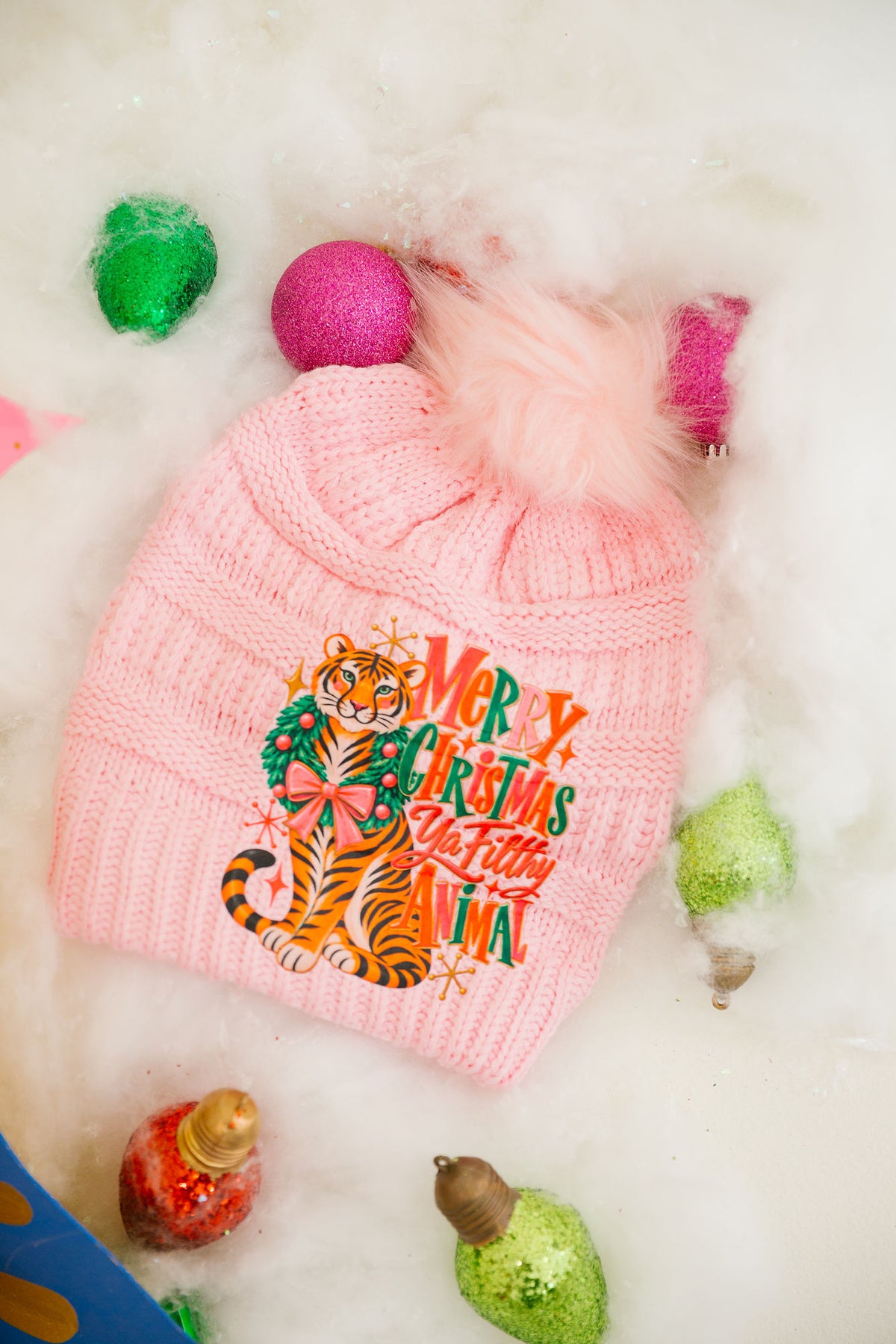 MERRY CHRISTMAS YA FILTHY ANIMAL PINK BEANIE BEANIE Judith March