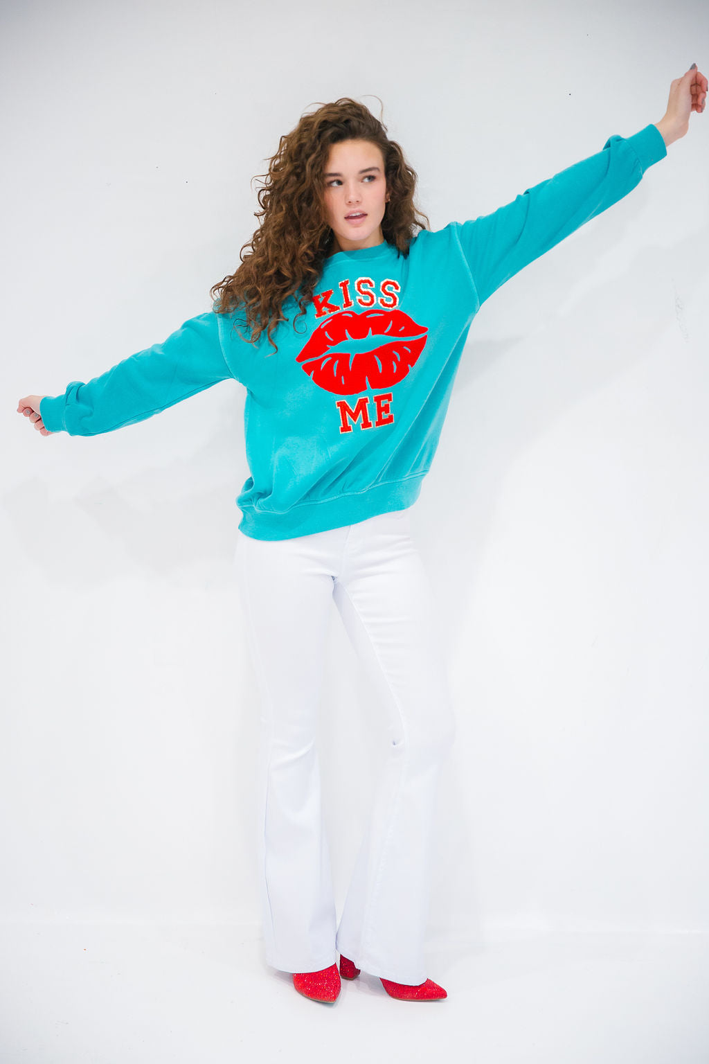 KISS ME TEAL PULLOVER PULLOVER Judith March