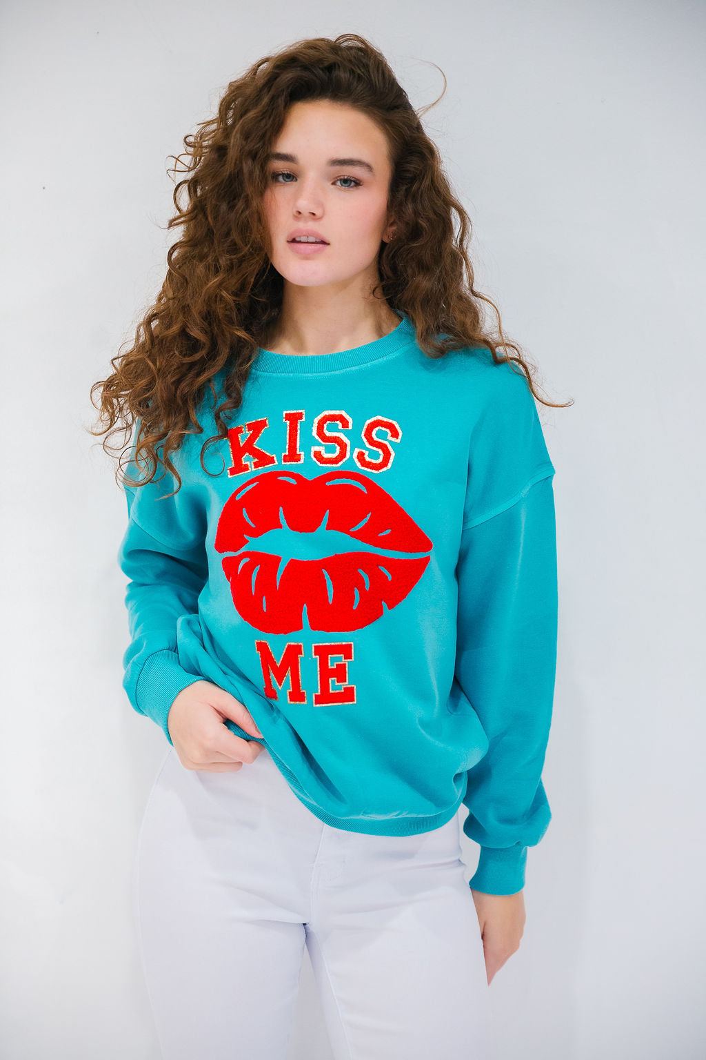 KISS ME TEAL PULLOVER PULLOVER Judith March