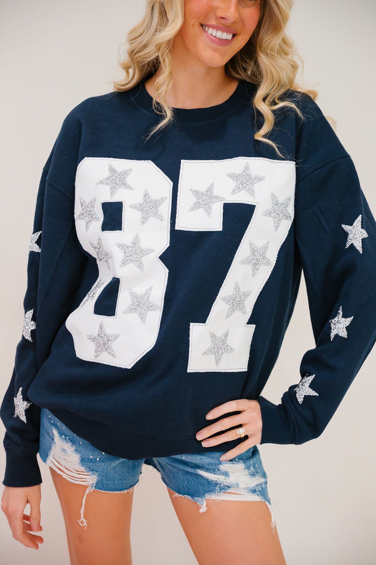 *WHITE #87 NAVY PULLOVER - SMALL PULLOVER Judith March