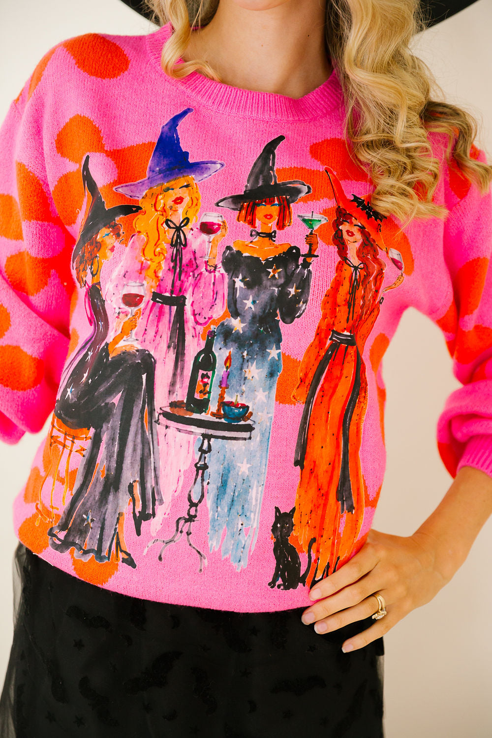 WITCH'S NIGHT OUT FLORAL SWEATER PULLOVER Judith March