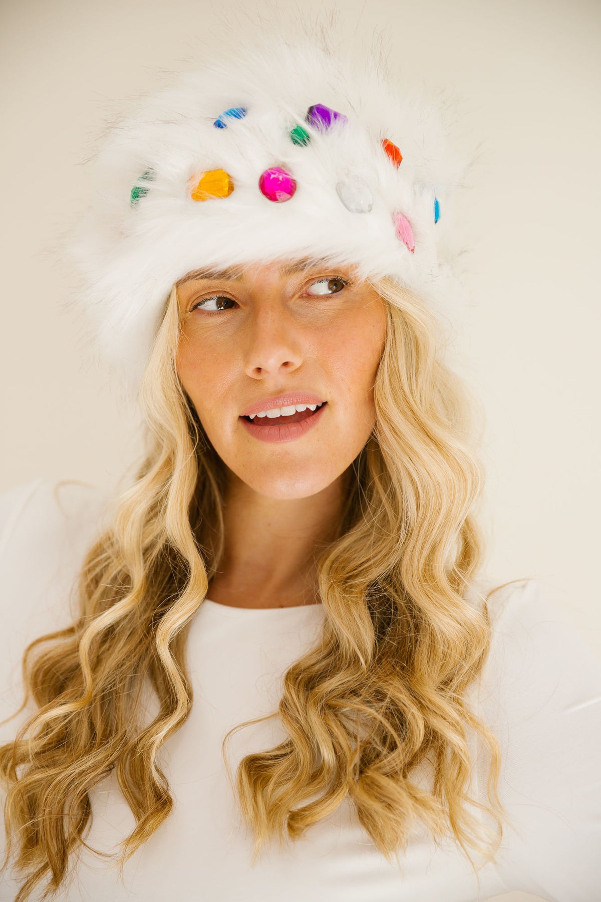 BLING IT ON WHITE FUR HEAD WRAP Headband Judith March