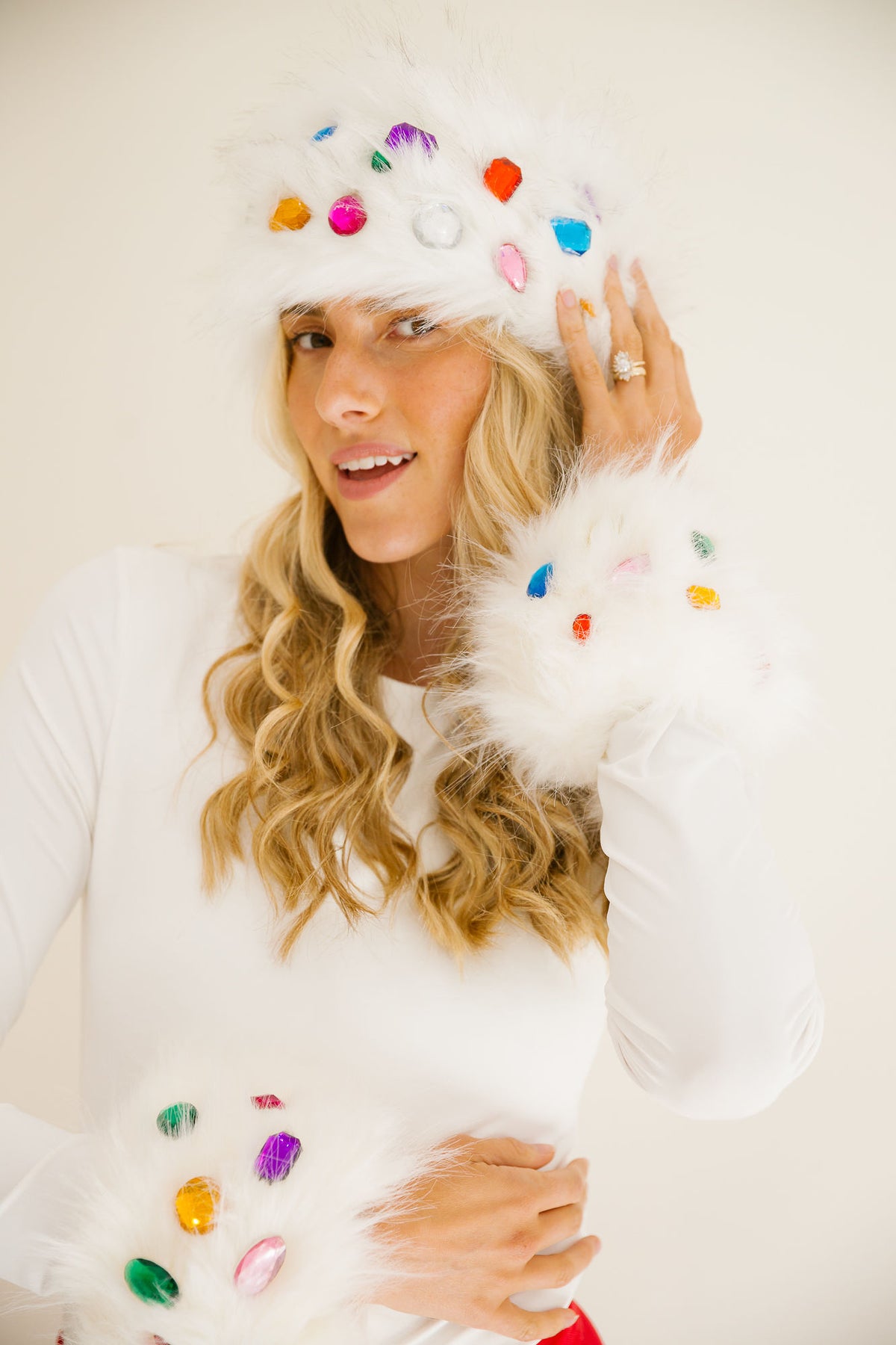 BLING IT ON WHITE FUR HEAD WRAP Headband Judith March