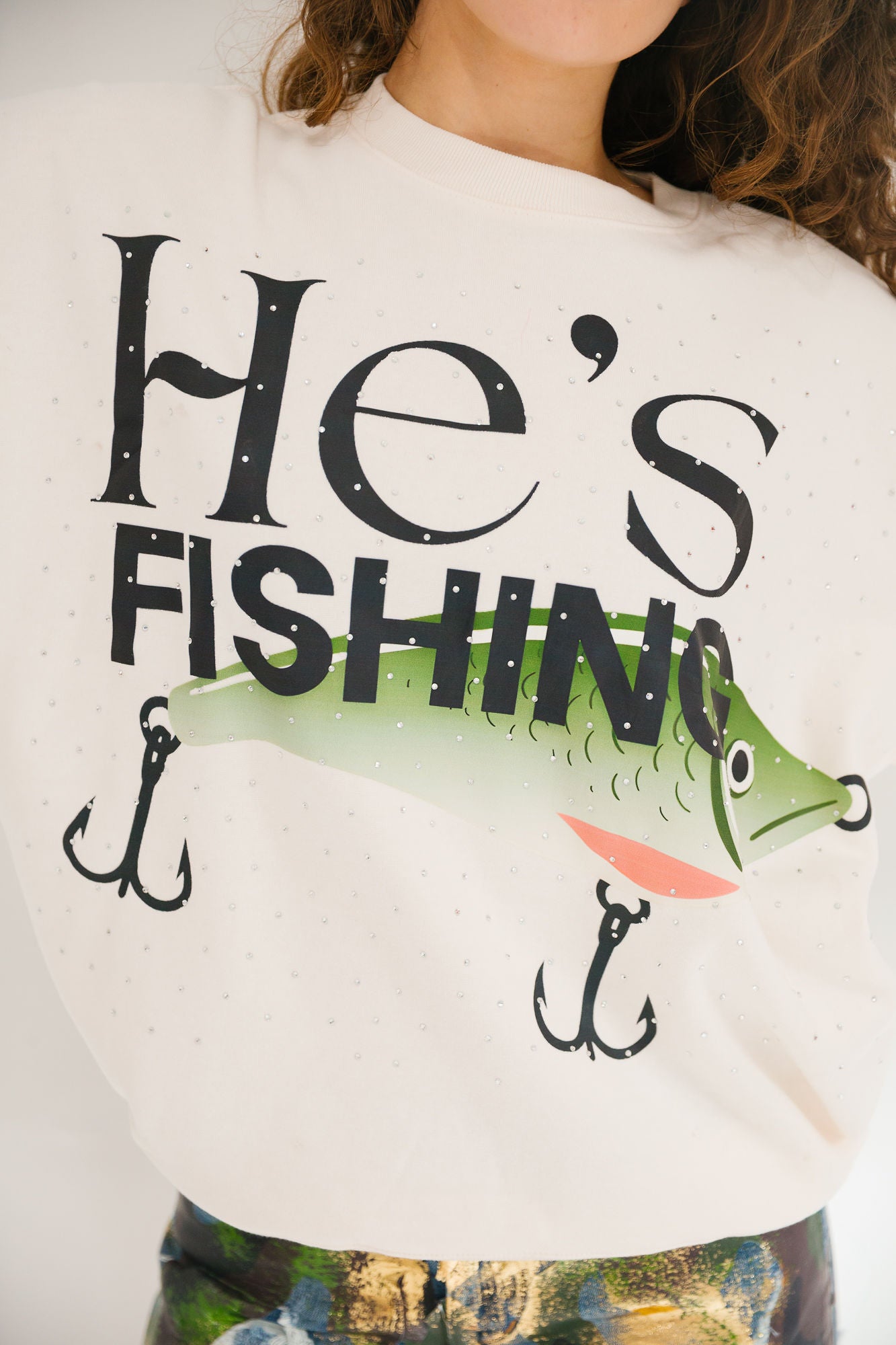 HE'S FISHING CREAM PULLOVER PULLOVER Judith March