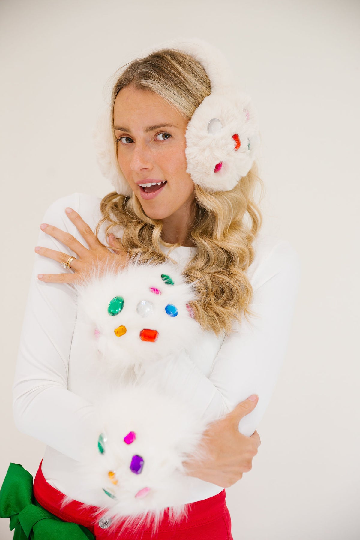 BLING IT ON WHITE EAR MUFFS Headband Judith March