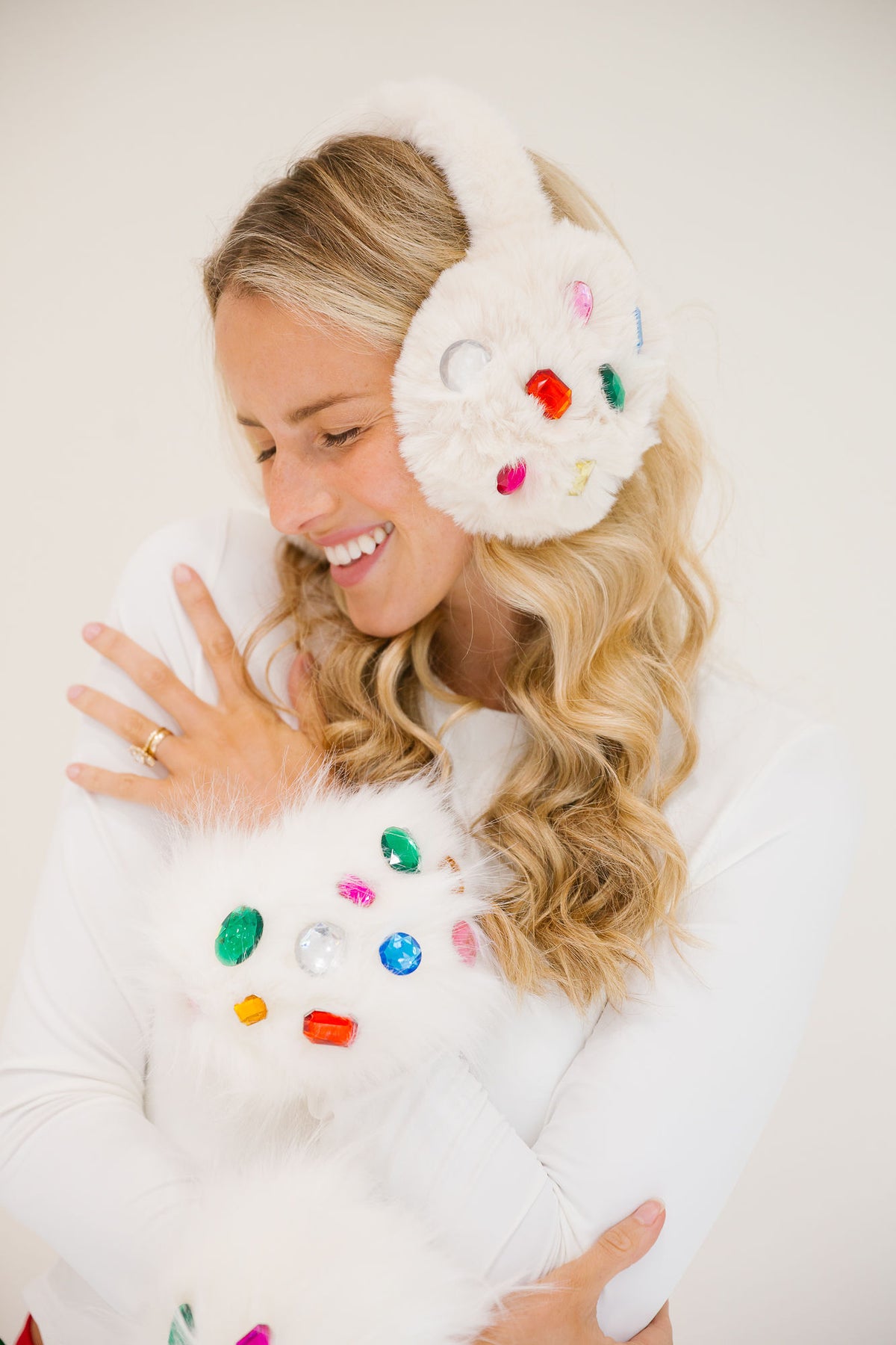 BLING IT ON WHITE EAR MUFFS Headband Judith March