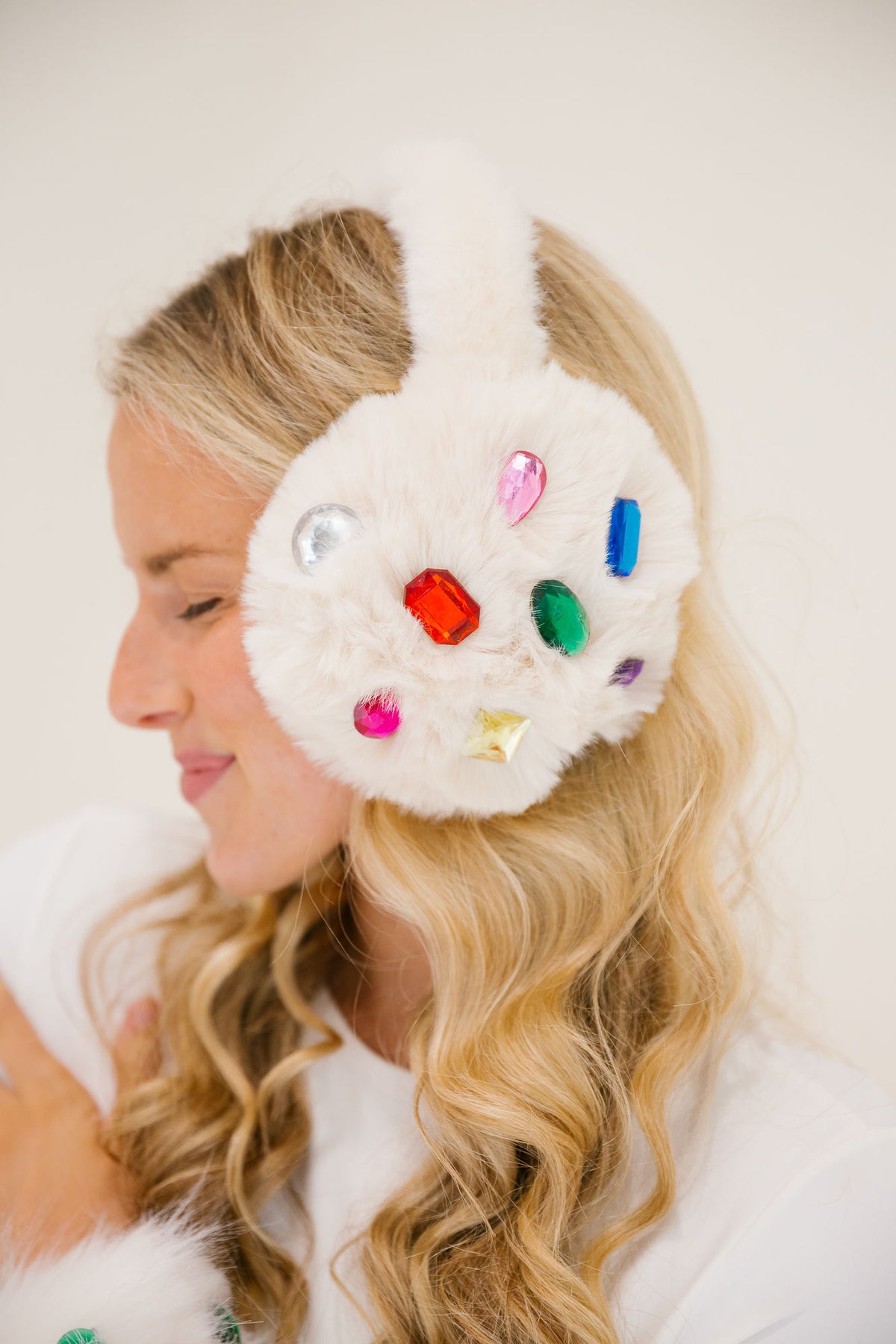 BLING IT ON WHITE EAR MUFFS Headband Judith March