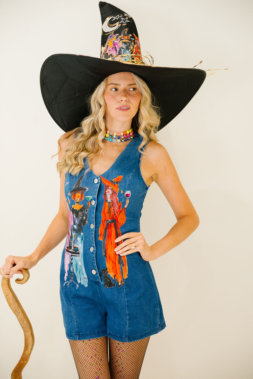 WITCH'S NIGHT OUT DENIM ROMPER