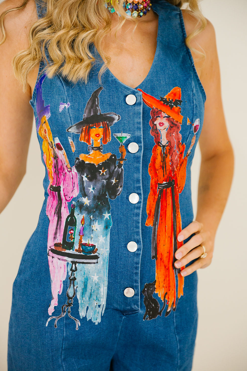 WITCH'S NIGHT OUT DENIM ROMPER