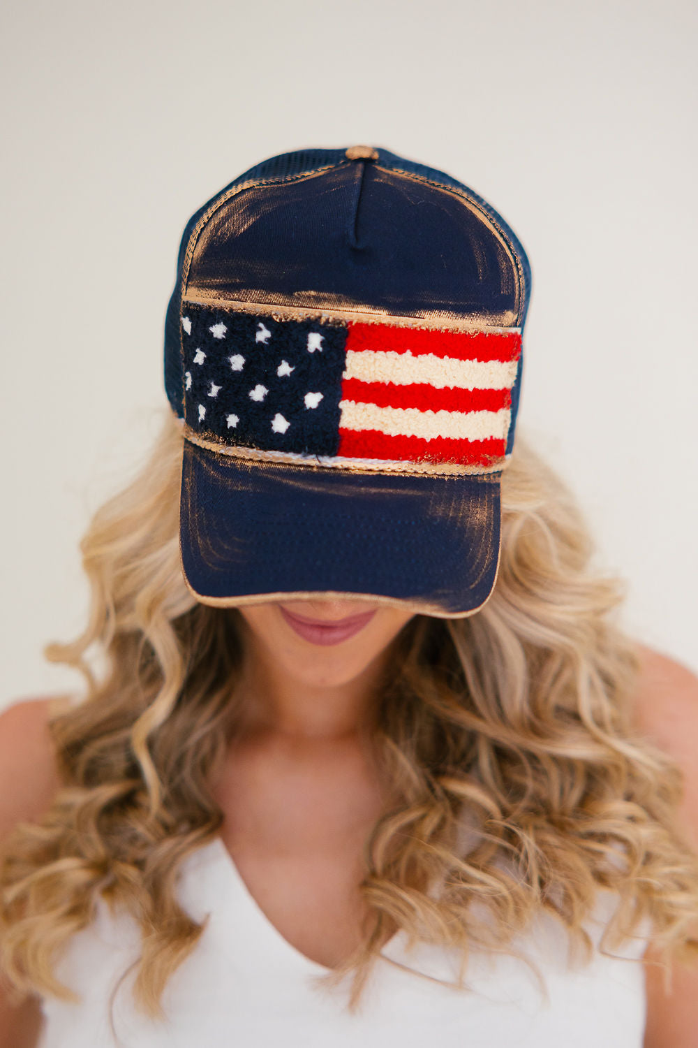 AMERICAN FLAG NAVY STRUCTURED HAT HAT Judith March