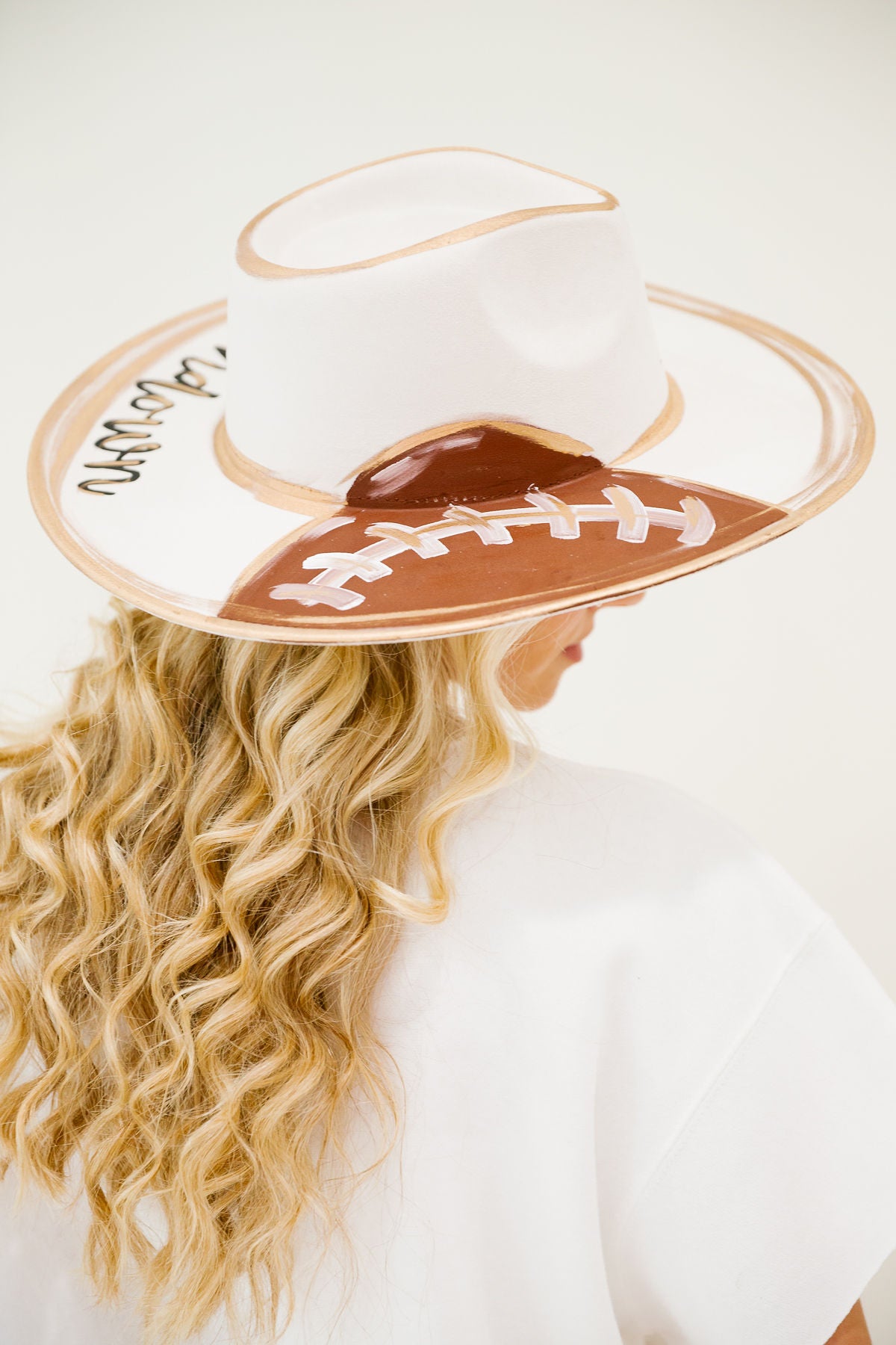 TOUCHDOWN PAINTED CREAM RANCHER HAT