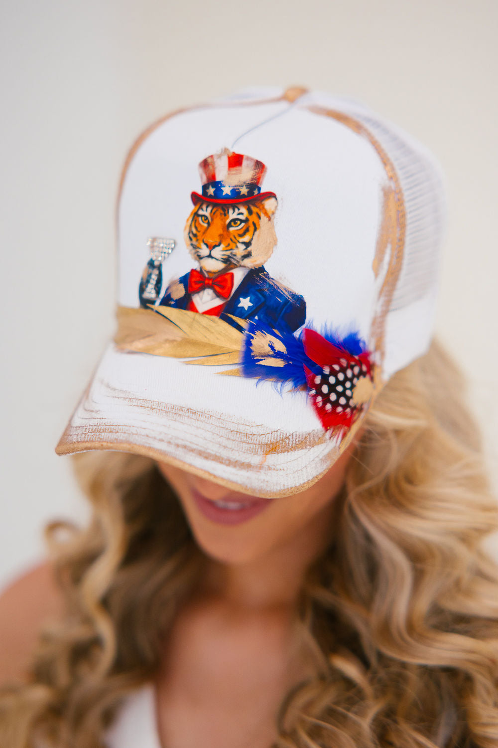 PATRIOT TIGER USA WHITE STRUCTURED HAT HAT Judith March