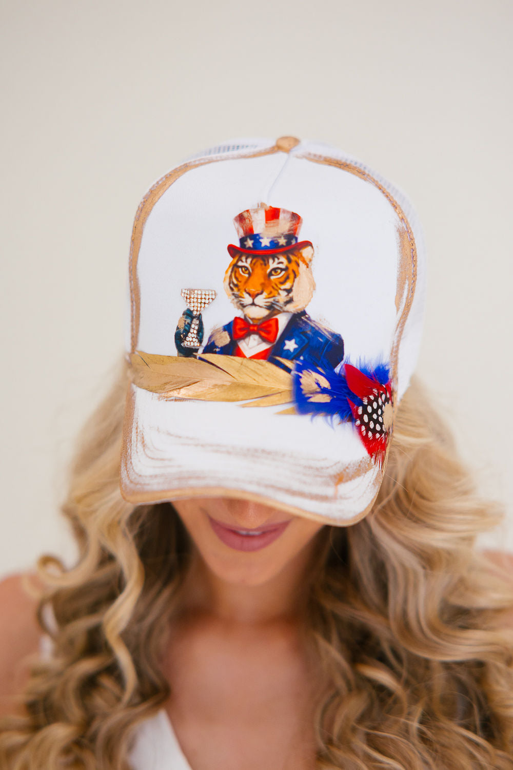 PATRIOT TIGER USA WHITE STRUCTURED HAT HAT Judith March