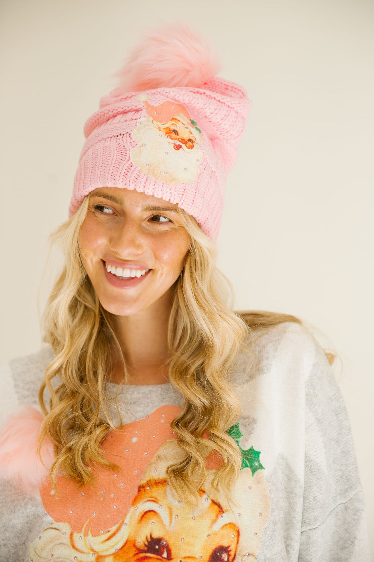 SANTA CLAUS SPARKLE PINK BEANIE BEANIE Judith March