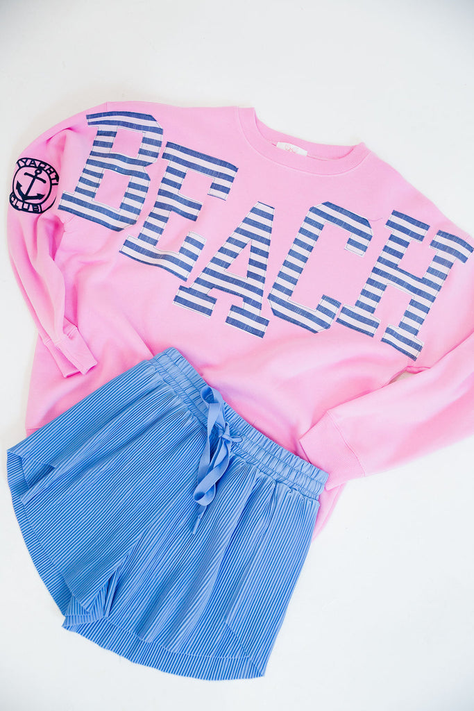 BEACH STRIPED PINK PULLOVER PULLOVER Judith March