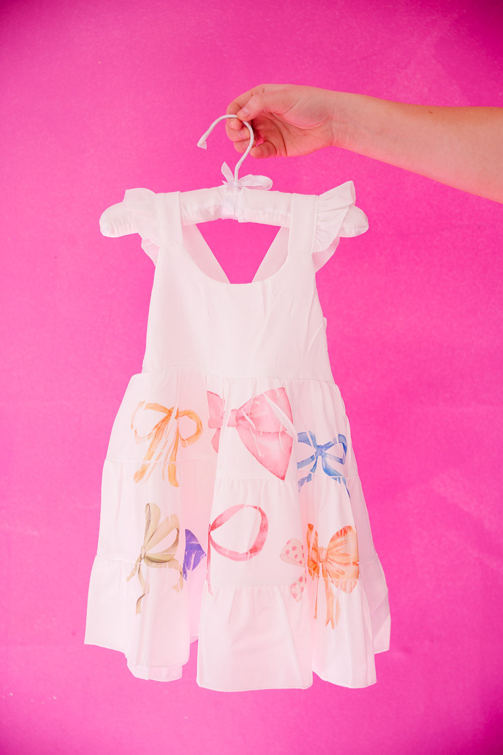 MINI KIDS PASTEL BOWS WHITE DRESS DRESS Judith March
