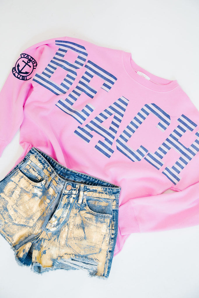 BEACH STRIPED PINK PULLOVER PULLOVER Judith March