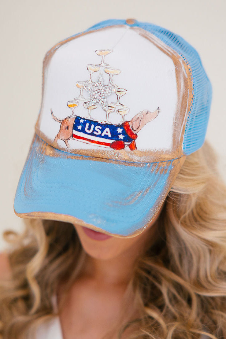 PARTY IN THE USA BLUE TRUCKER HAT HAT Judith March