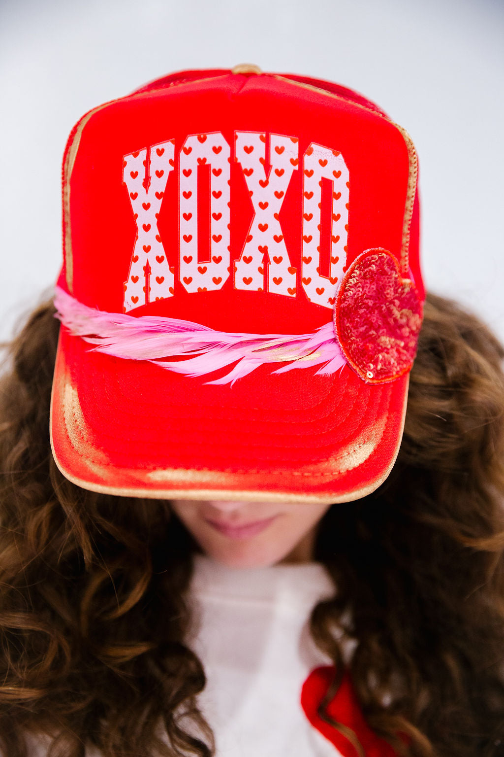 XOXO RED TRUCKER HAT