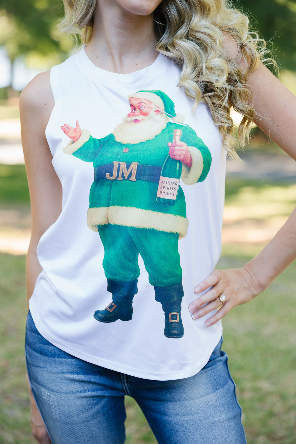 MAKING SPIRITS BRIGHT WHITE TANK TANK Judith March