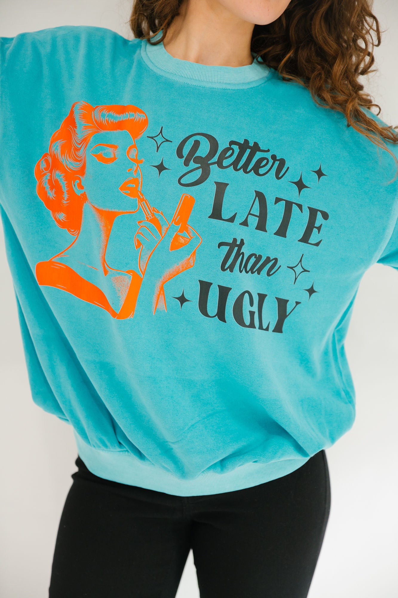 BETTER LATE THAN UGLY TEAL PULLOVER PULLOVER Judith March