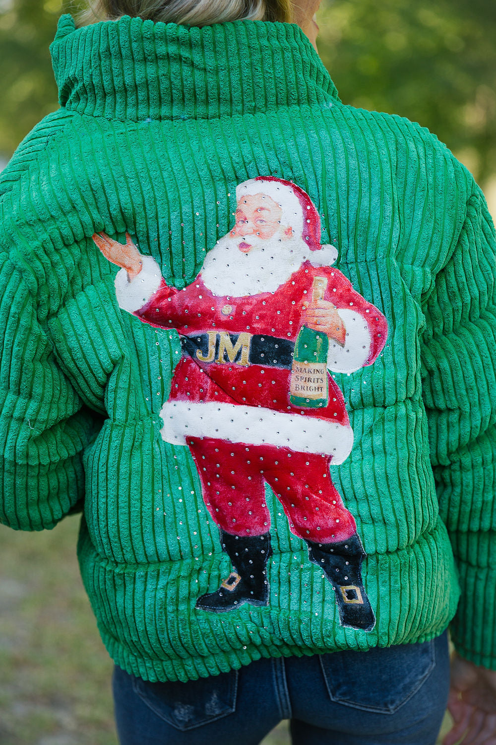 MAKING SPIRITS BRIGHT GREEN PUFFER JACKET Judith March