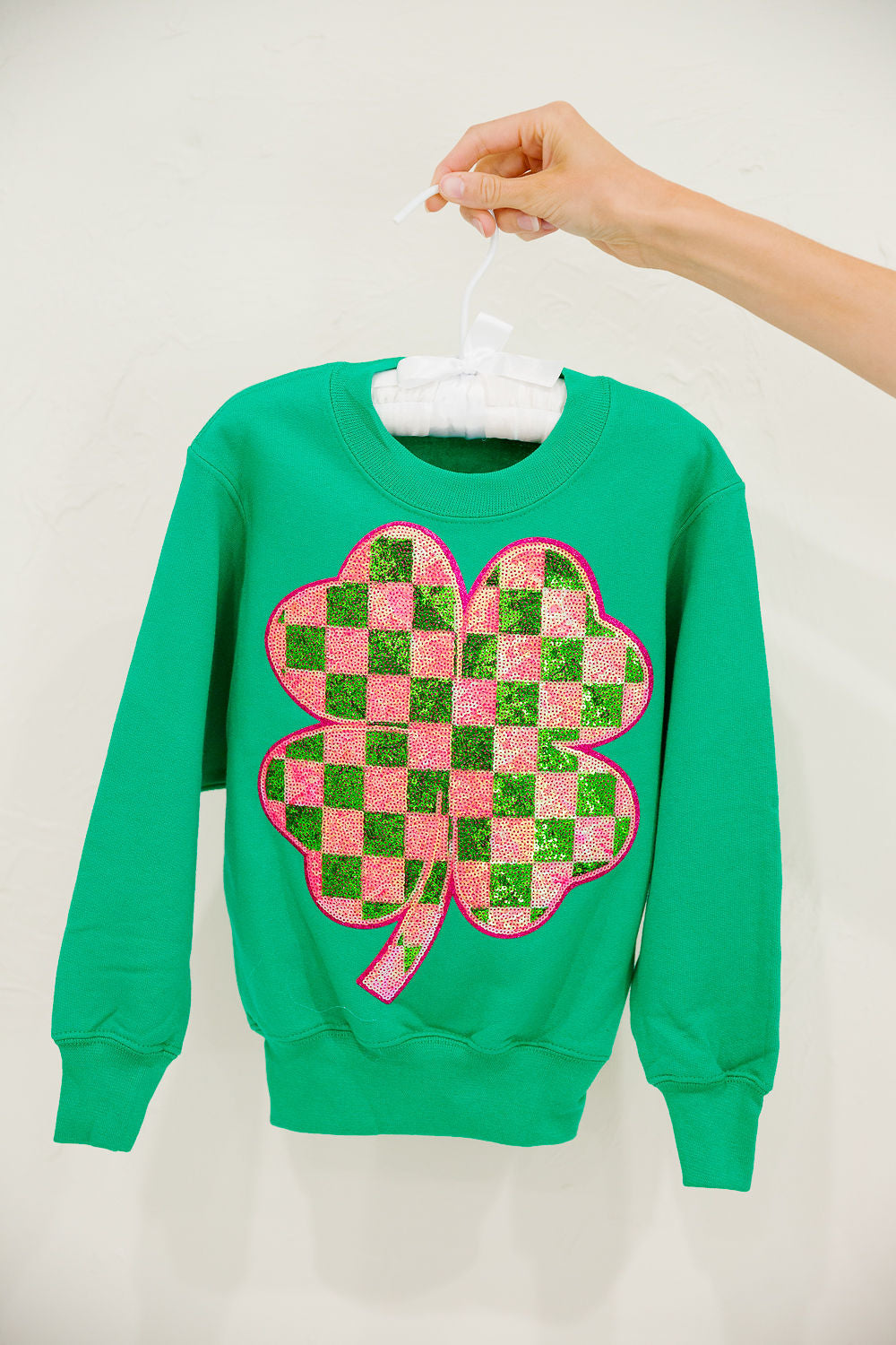 *MINI KIDS CHECKERED CLOVER GREEN PULLOVER - XSMALL (2-4) PULLOVER Judith March