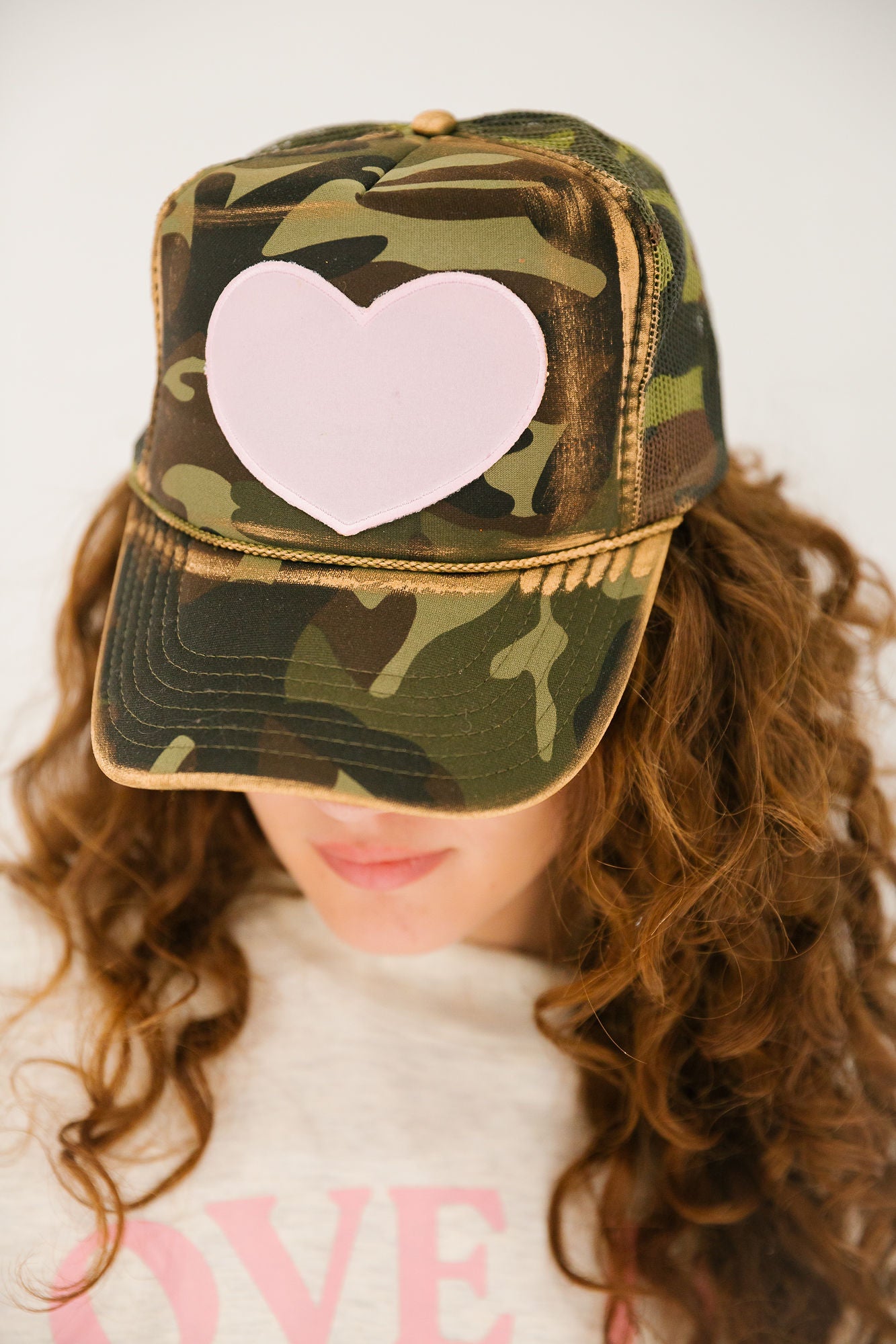 LOVE YOU MORE CAMO TRUCKER HAT TRUCKER HAT Judith March