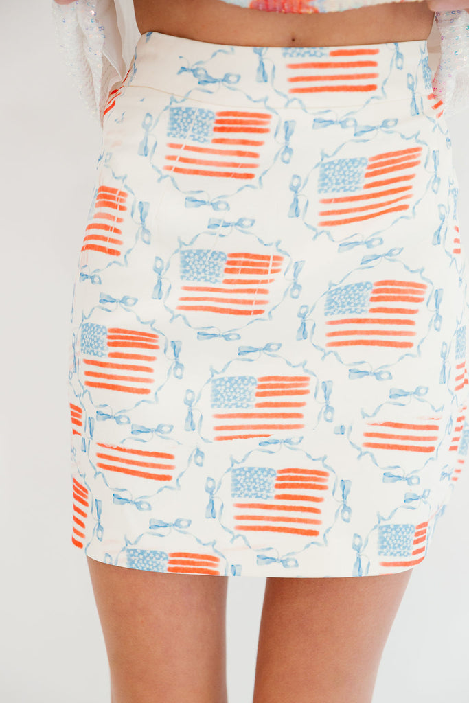 RED WHITE AND BOWS SKIRT SKIRT Judith March