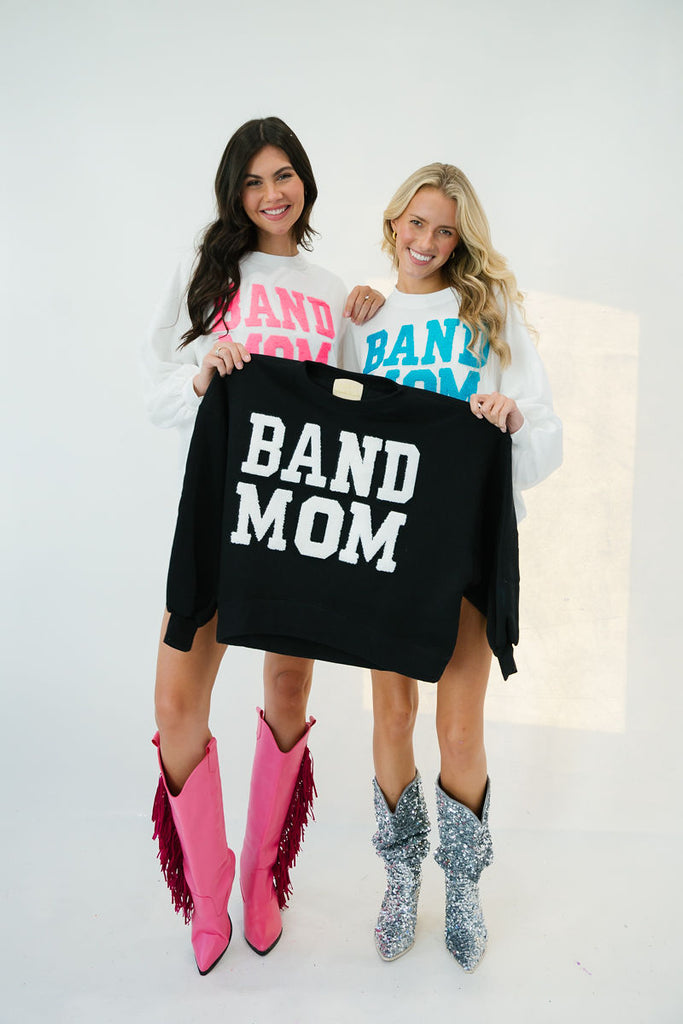 BAND MOM PULLOVER pullover Judith March SMALL BLACK WITH WHITE LETTERS 