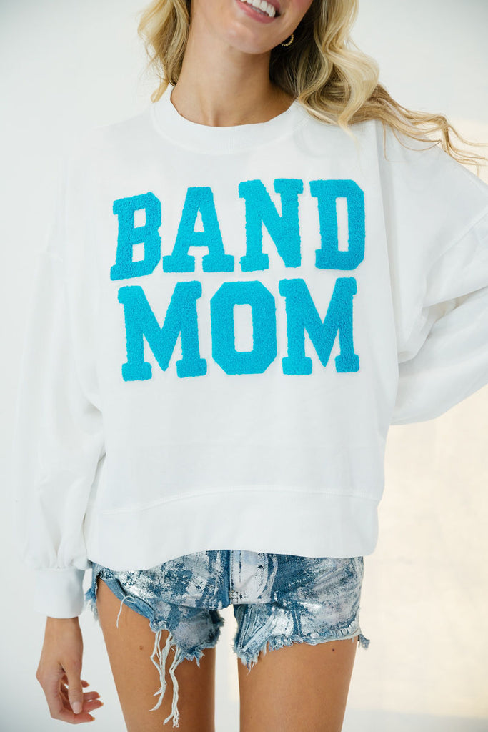 BAND MOM PULLOVER pullover Judith March SMALL WHITE WITH BLUE LETTERS 