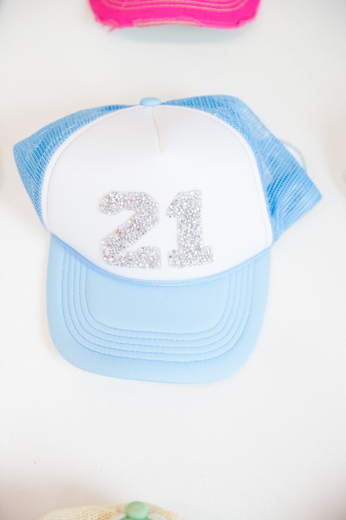 *SILVER #21 BLUE TRUCKER HAT HAT Judith March