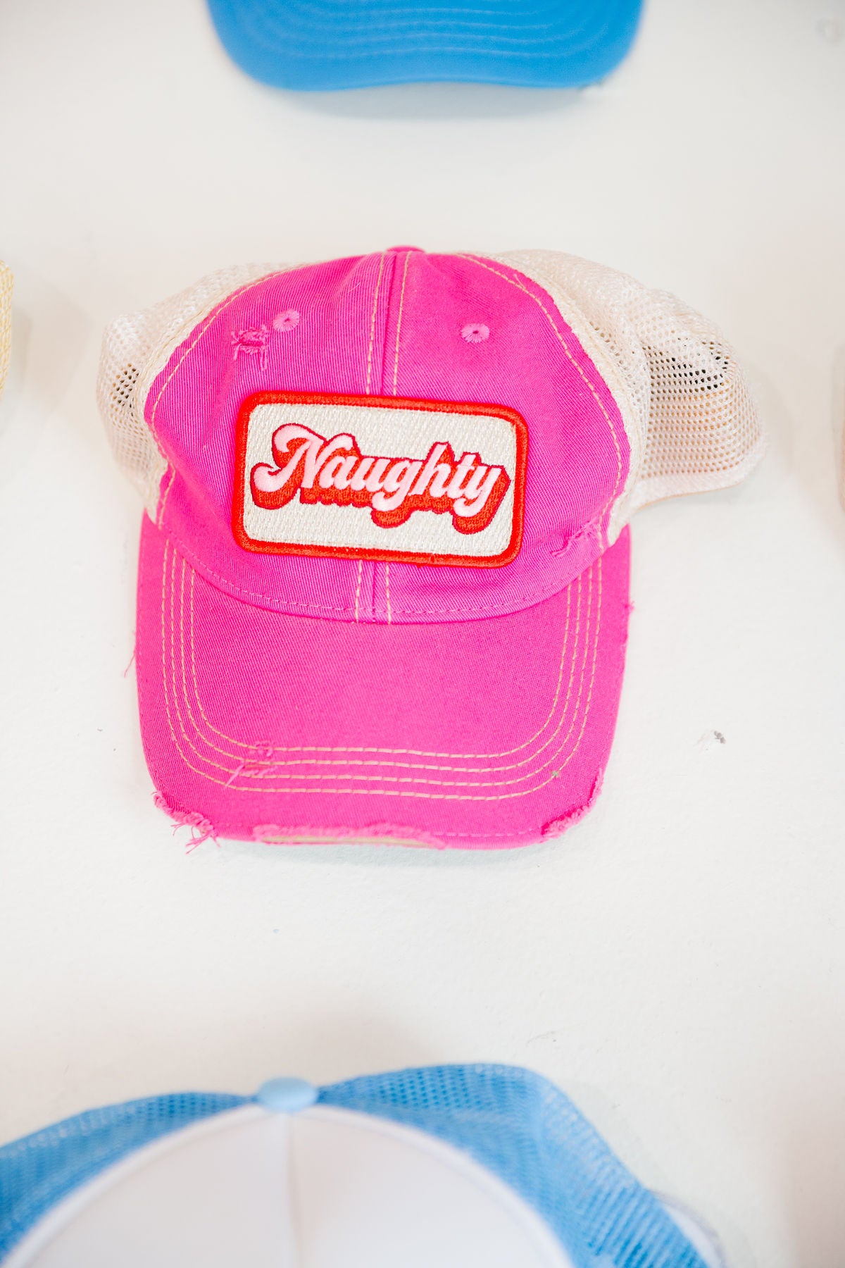 *NAUGHTY FUCHSIA DISTRESSED HAT HAT Judith March