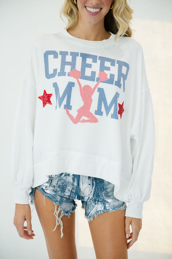CHEER MOM WHITE PULLOVER* pullover Judith March SMALL