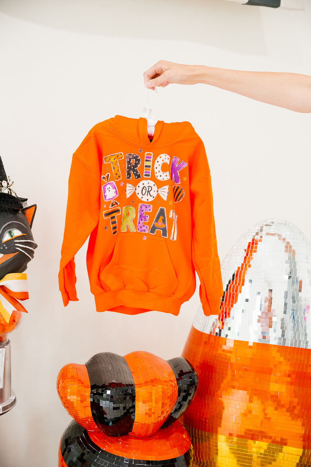 MINI KIDS TRICK OR TREAT ORANGE HOODIE PULLOVER Judith March