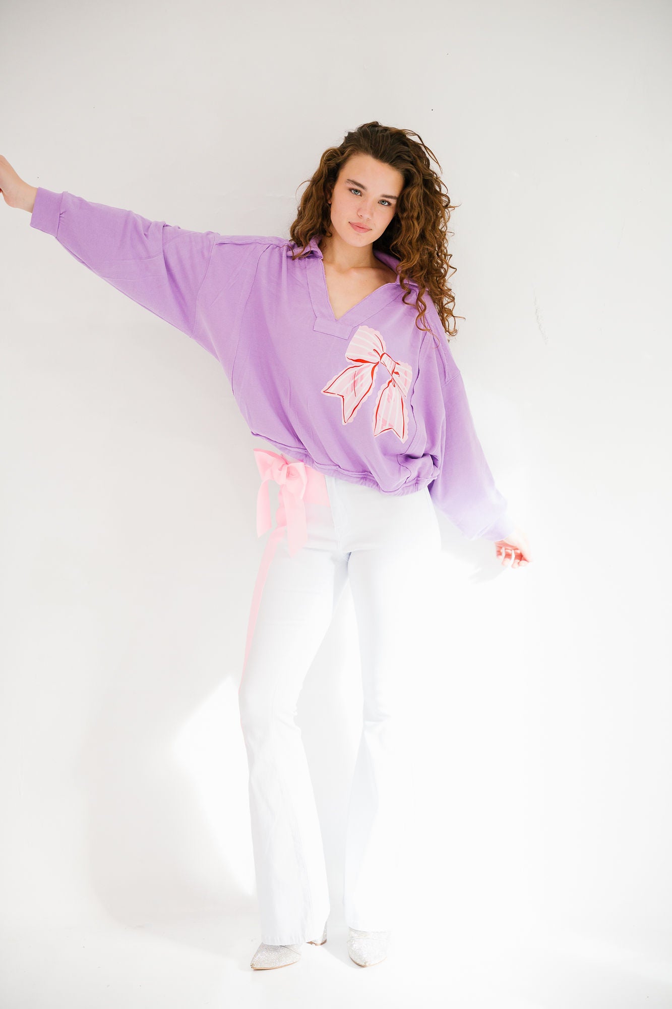 AMOUR BOW PURPLE CROPPED PULLOVER PULLOVER Judith March