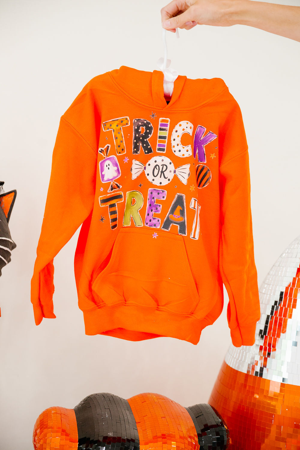 MINI KIDS TRICK OR TREAT ORANGE HOODIE PULLOVER Judith March