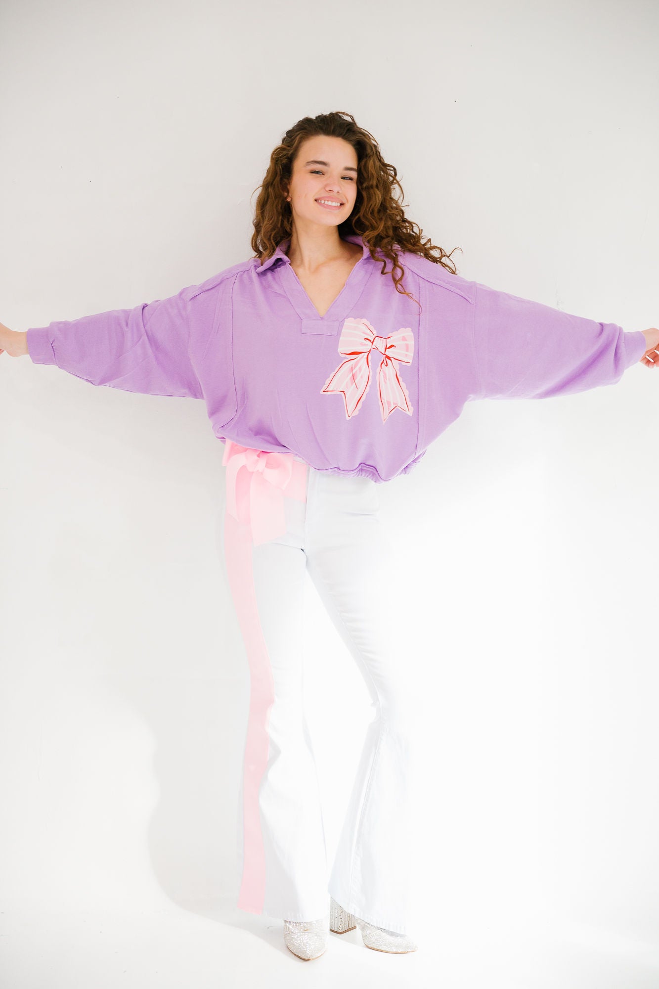 AMOUR BOW PURPLE CROPPED PULLOVER PULLOVER Judith March