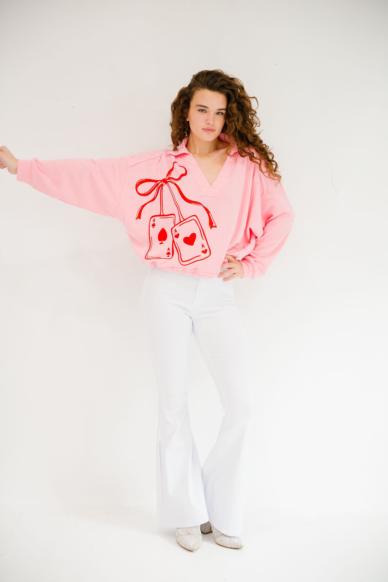 LOVE GAME PINK CROPPED PULLOVER PULLOVER Judith March