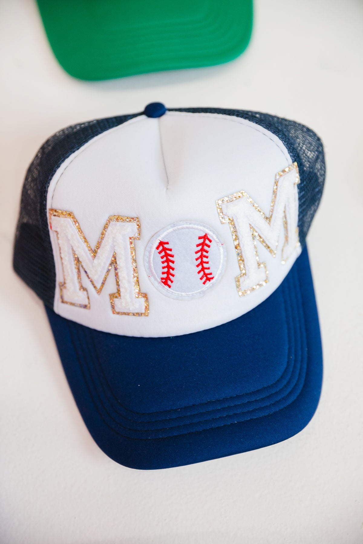 *BASEBALL MOM NAVY TRUCKER HAT HAT Judith March