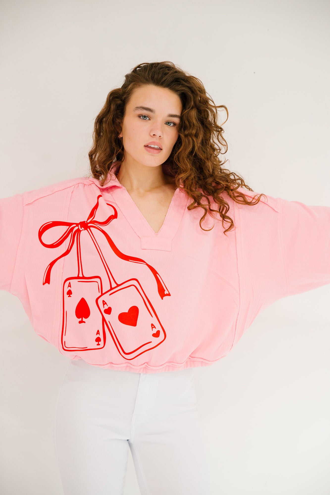LOVE GAME PINK CROPPED PULLOVER PULLOVER Judith March