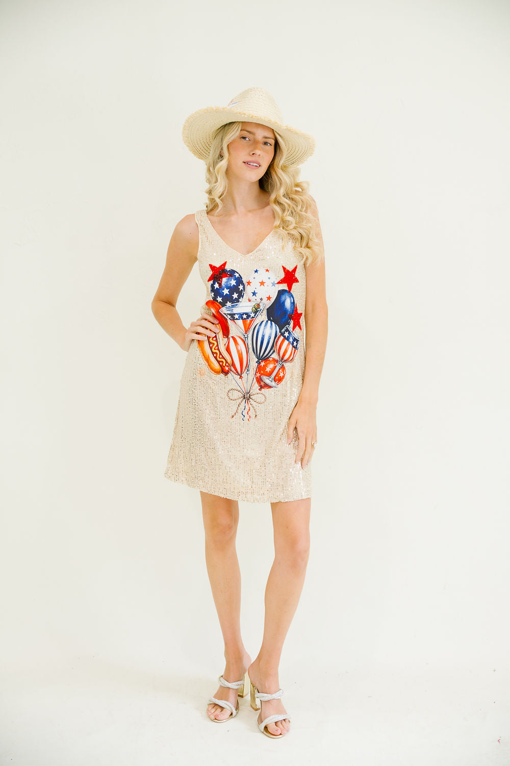 PARTY IN THE USA GOLD SEQUIN DRESS DRESS Judith March