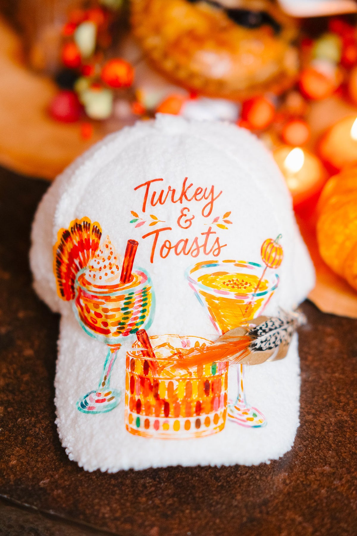 TURKEY & TOASTS WHITE FUZZY HAT TRUCKER HAT Judith March