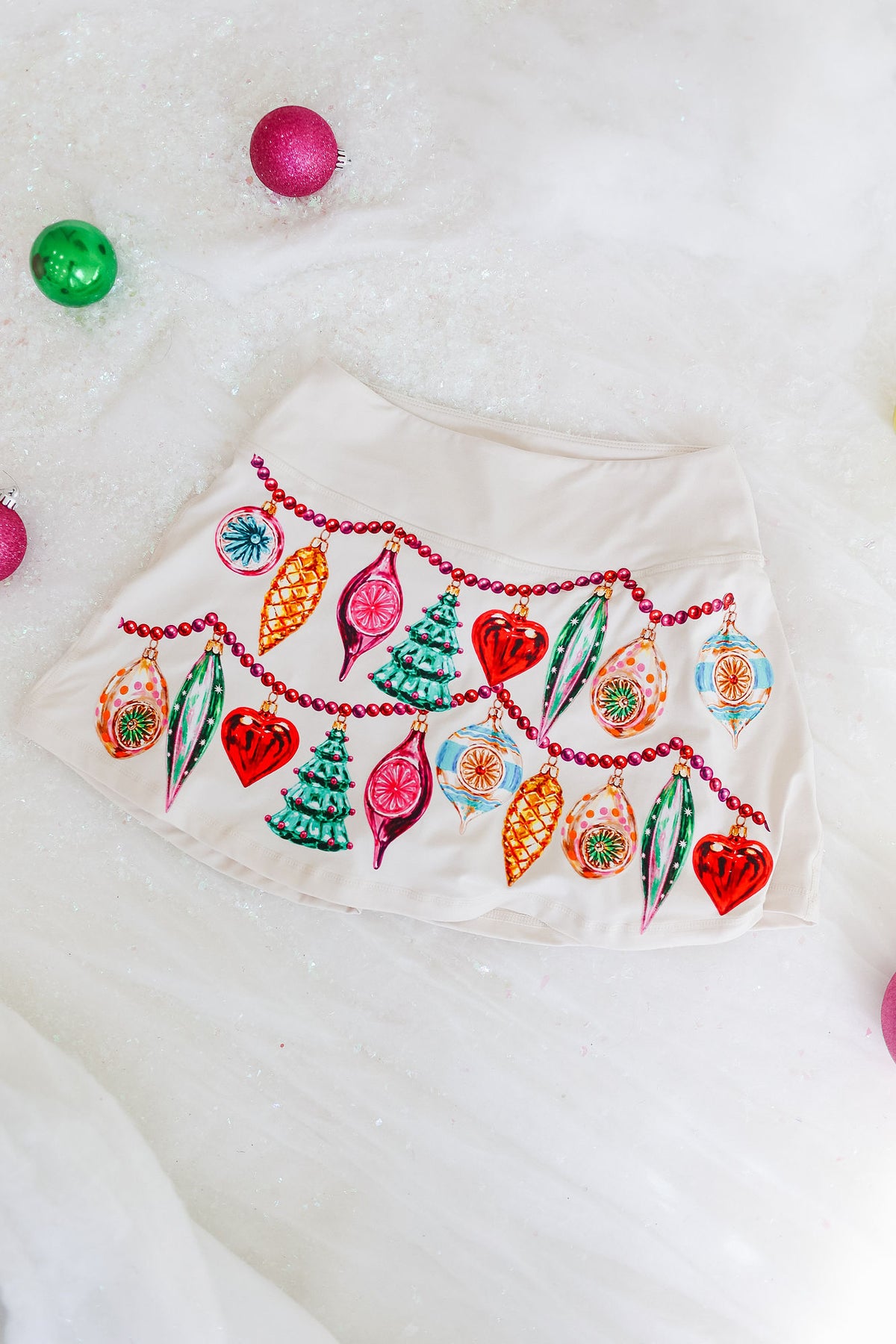 DECK THE HALLS WHITE ATHLETIC SKIRT