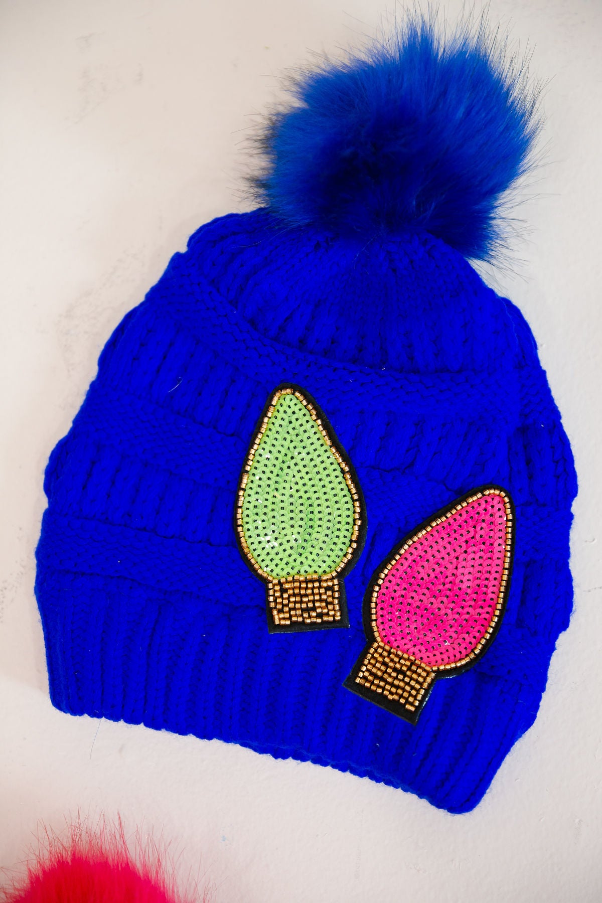 *CHRISTMAS LIGHTS ROYAL BEANIE HAT Judith March