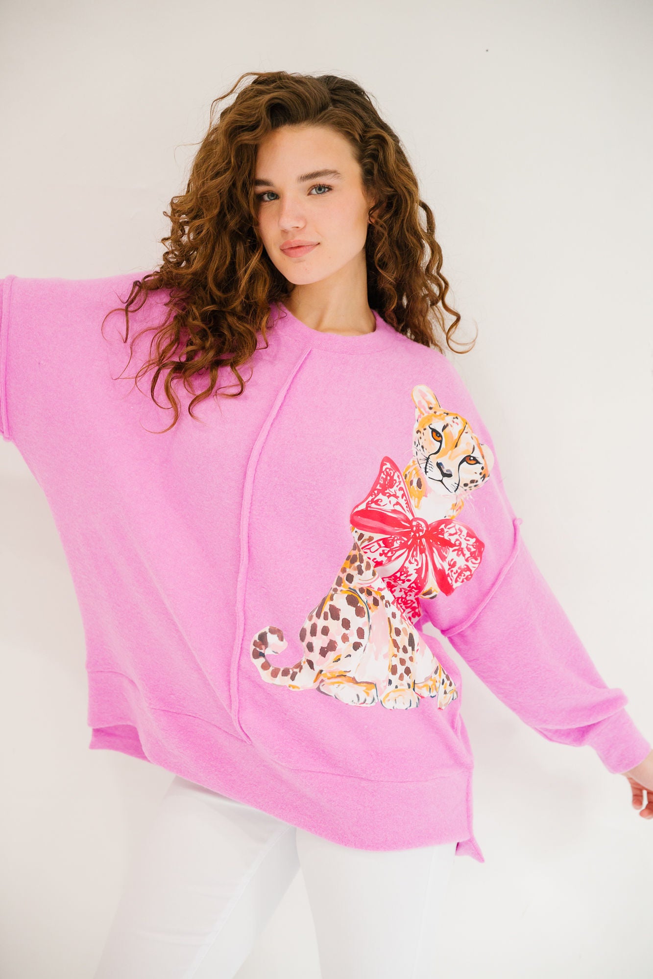 WILD FOR YOU PINK LAYER TOP PULLOVER Judith March
